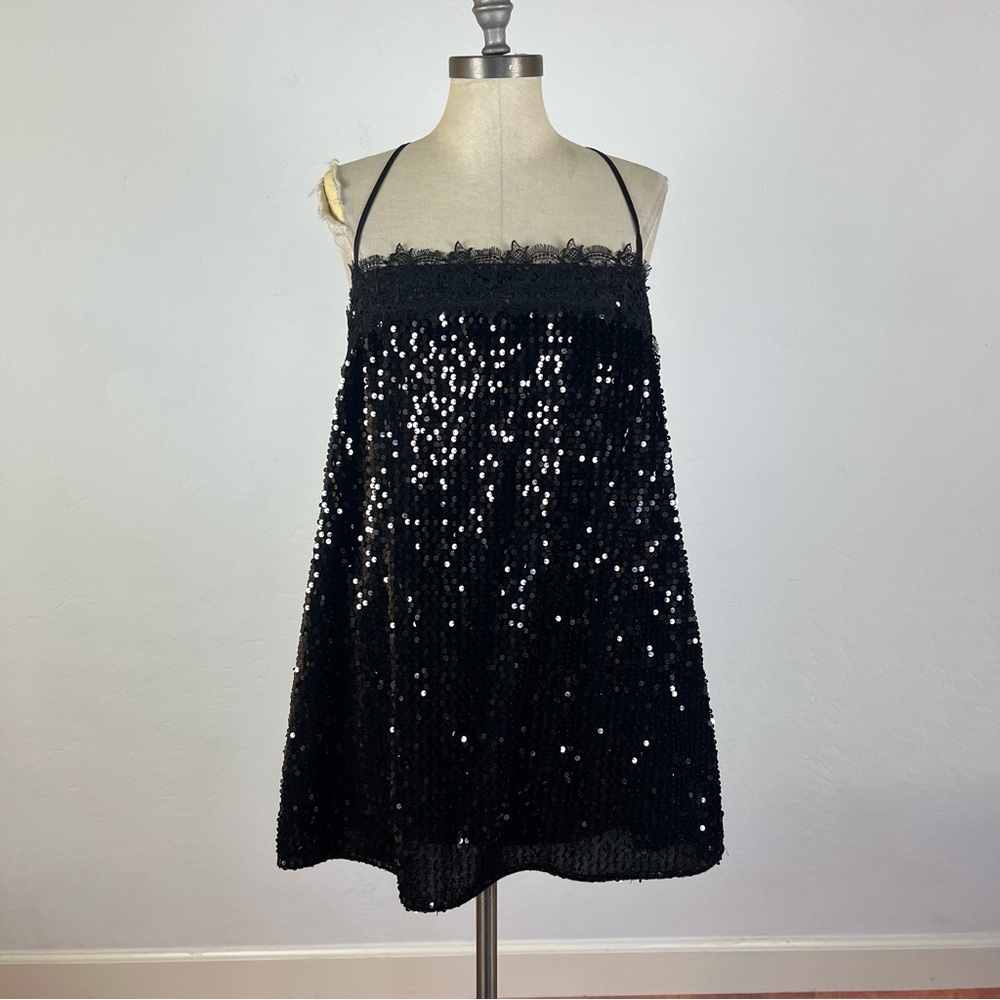 Free People That Girl Sequin Slip in Black - Picture 2 of 8